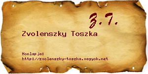 Zvolenszky Toszka névjegykártya